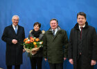 Gruppenbild: Innenminister Herrmann mit Staatssekretär a.D. Eck und seiner Frau sowie Staatssekretär Kirchner