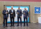 Innen- und Sportminister Joachim Herrmann mit geehrten Sportlern Sideris Tasiadis, Matthias Schindler und Sebastian Seidl mit ihren Medaillen